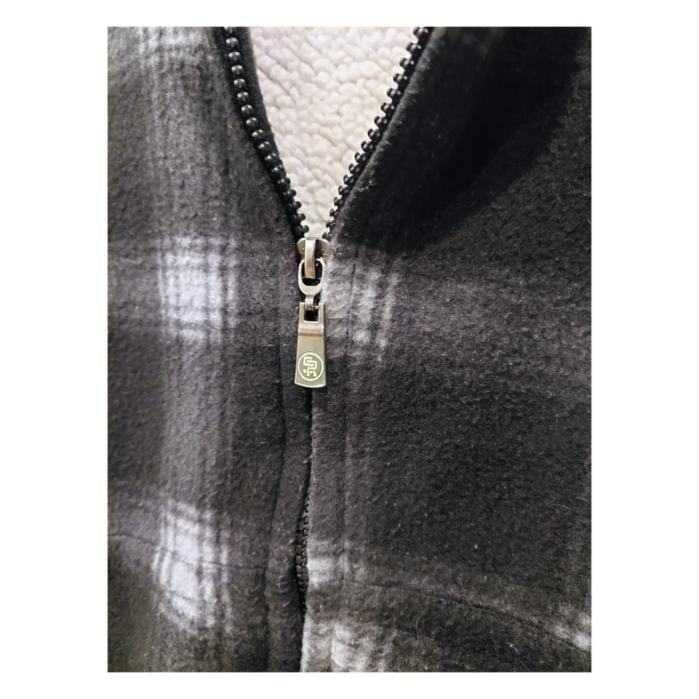 Boys Plaid Shearling-lined Zip-up Hoodie